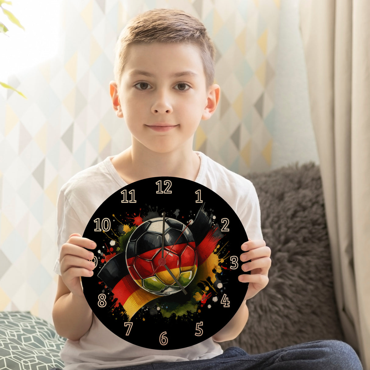 Fußball Deutschland Flagge Wanduhr