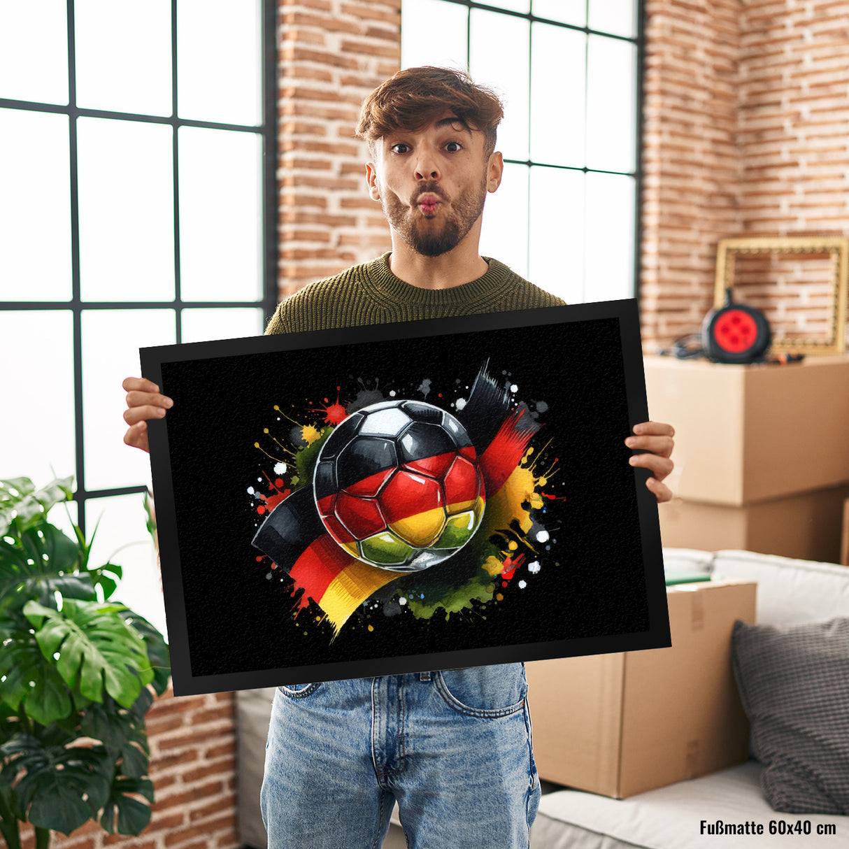 Fußball Deutschland Flagge Fußmatte in 35x50 cm