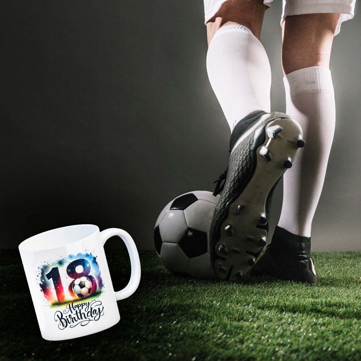 Happy Birthday 18 Fußball Kaffeebecher mit Spruch Happy Birthday 18