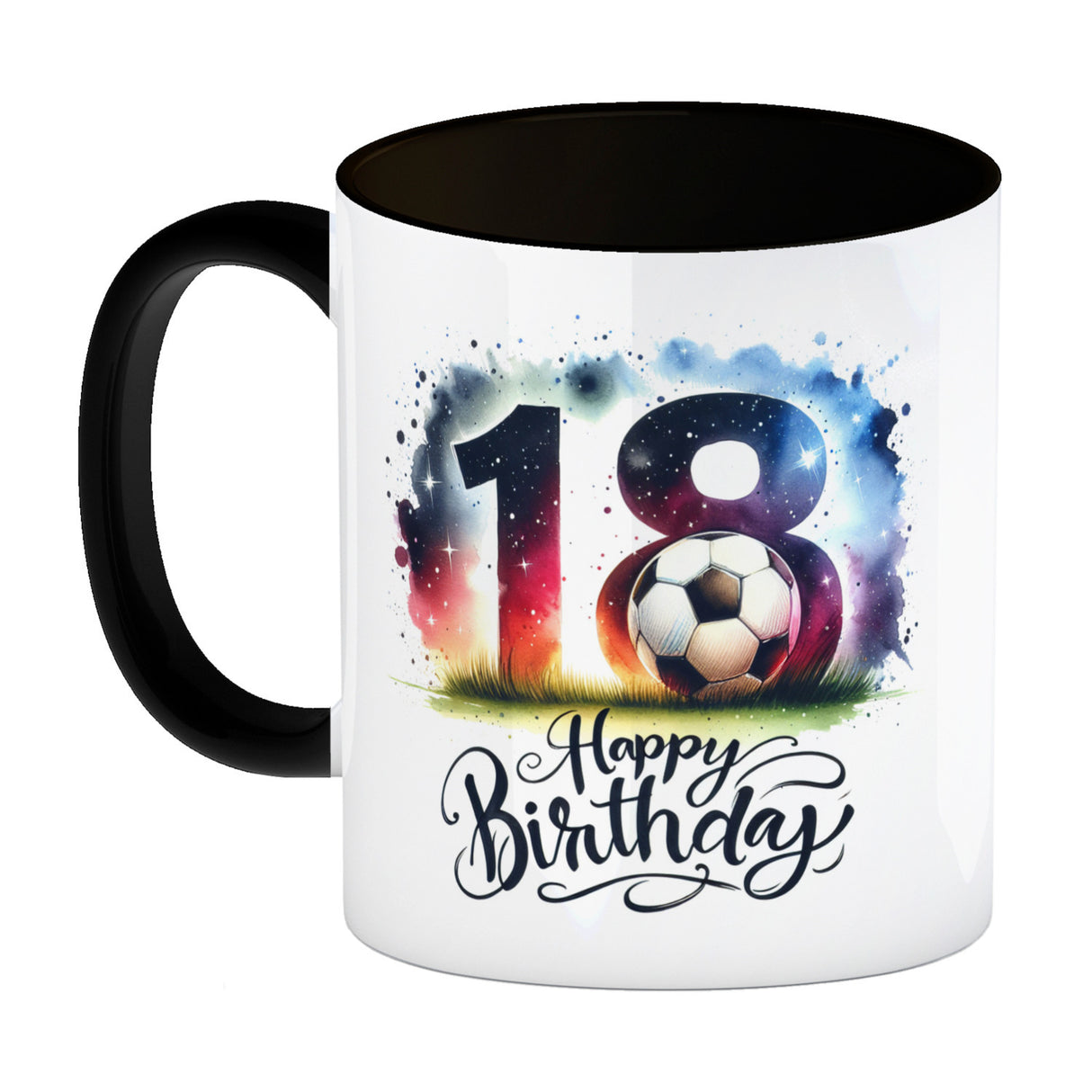 Happy Birthday 18 Fußball Kaffeebecher mit Spruch Happy Birthday 18