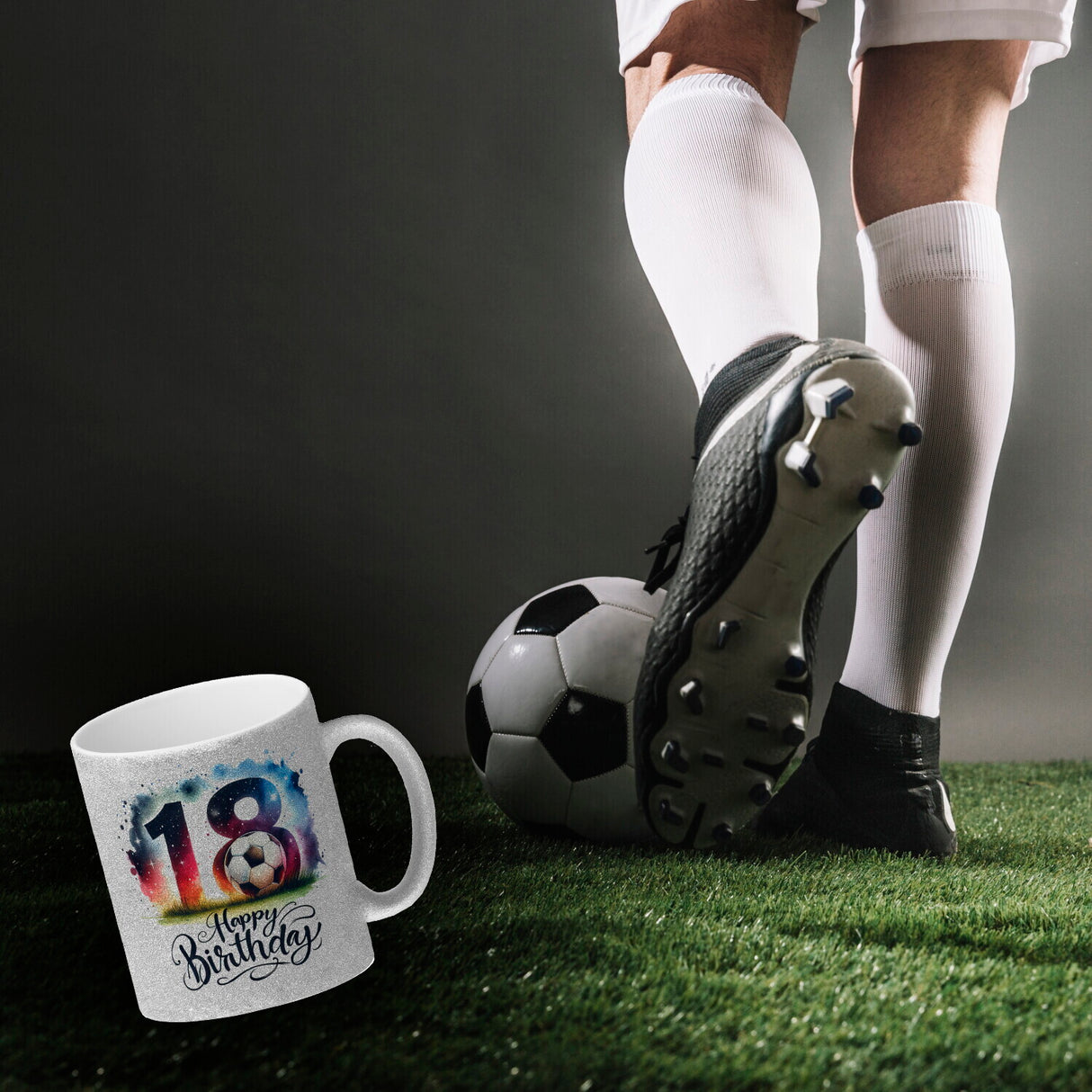Happy Birthday 18 Fußball Kaffeebecher mit Spruch Happy Birthday 18