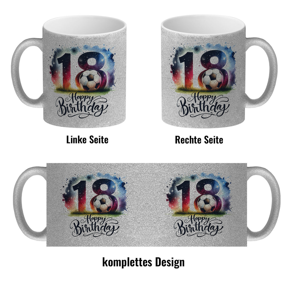 Happy Birthday 18 Fußball Kaffeebecher mit Spruch Happy Birthday 18