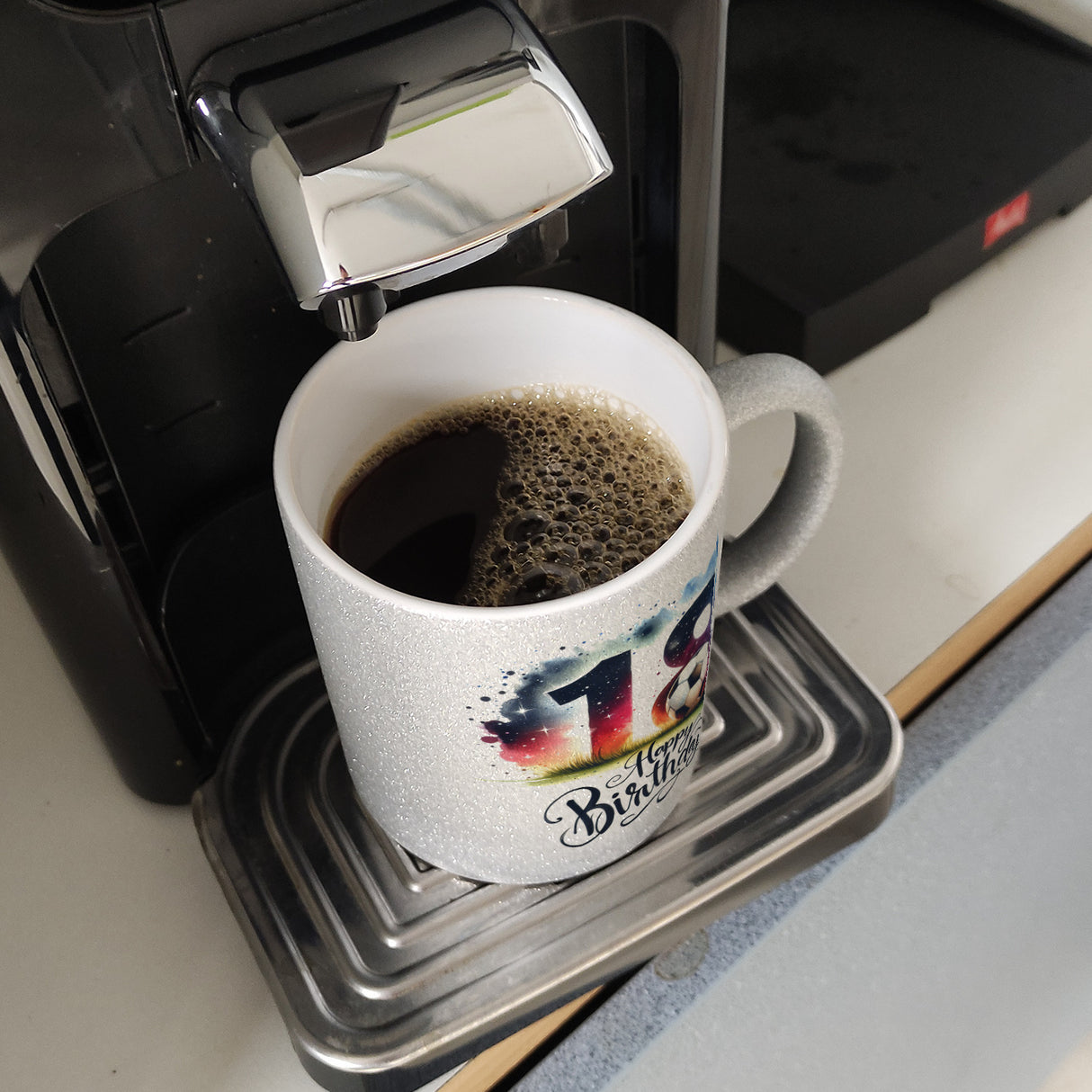 Happy Birthday 18 Fußball Kaffeebecher mit Spruch Happy Birthday 18