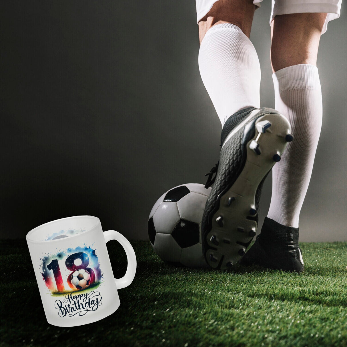 Happy Birthday 18 Fußball Kaffeebecher mit Spruch Happy Birthday 18