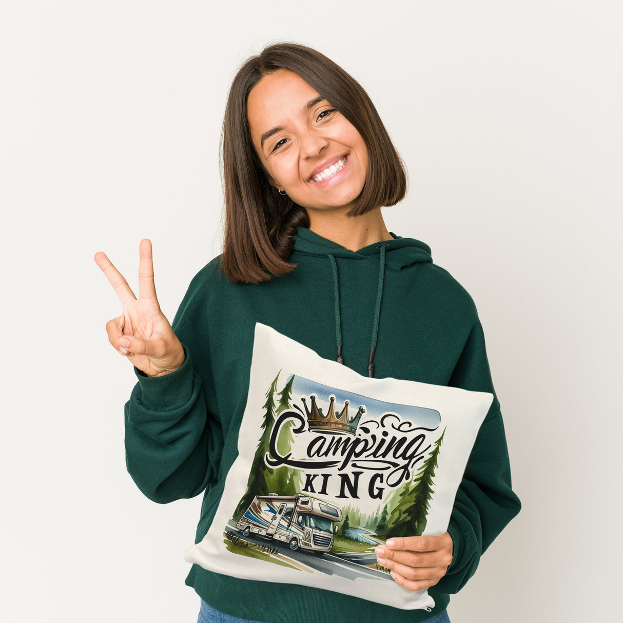 Camping King mit Wohnmobil Kissen mit Spruch Camping King