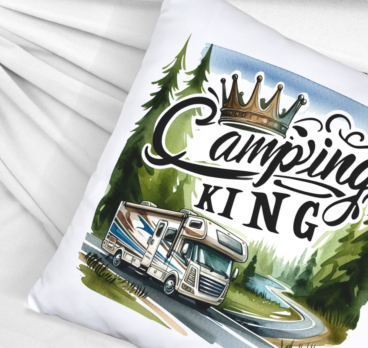 Camping King mit Wohnmobil Kissen mit Spruch Camping King