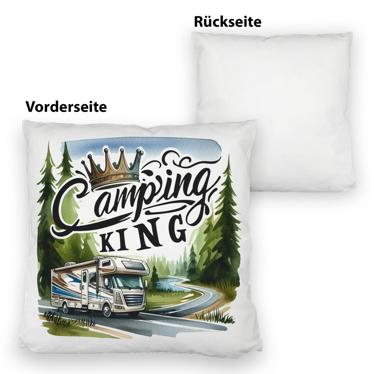 Camping King mit Wohnmobil Kissen mit Spruch Camping King
