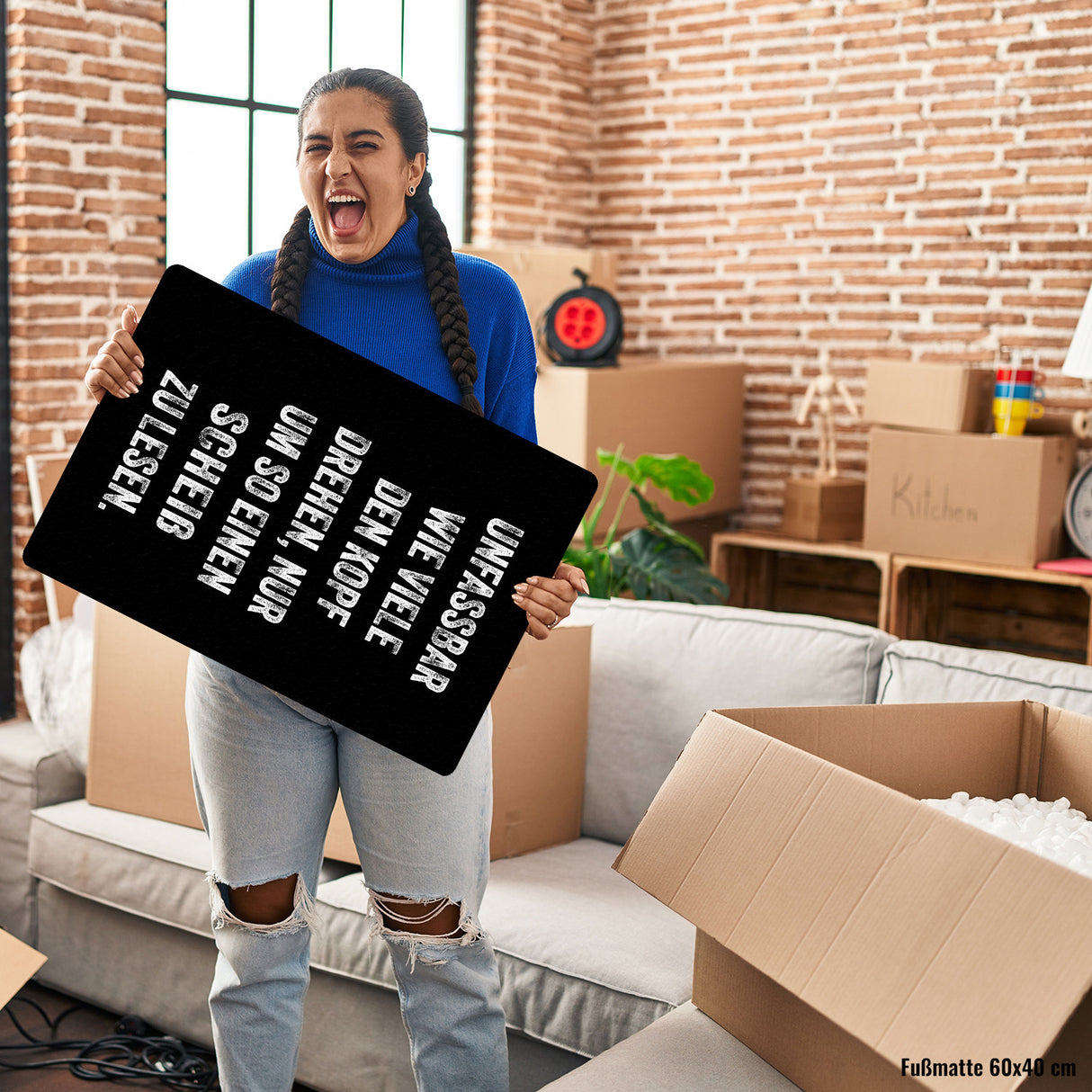 Unfassbar wie viele den Kopf drehen Fußmatte in 35x50 cm ohne Rand mit Spruch nur um so einen Scheiß zu lesen