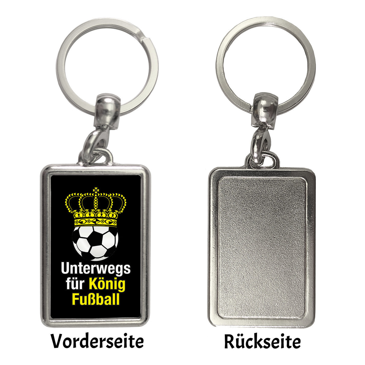 Fußball mit Krone Schlüsselanhänger mit Spruch Unterwegs für König Fussball