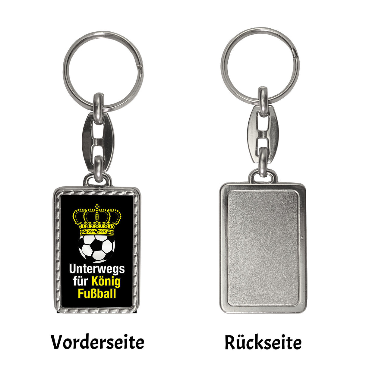 Fußball mit Krone Schlüsselanhänger mit Spruch Unterwegs für König Fussball