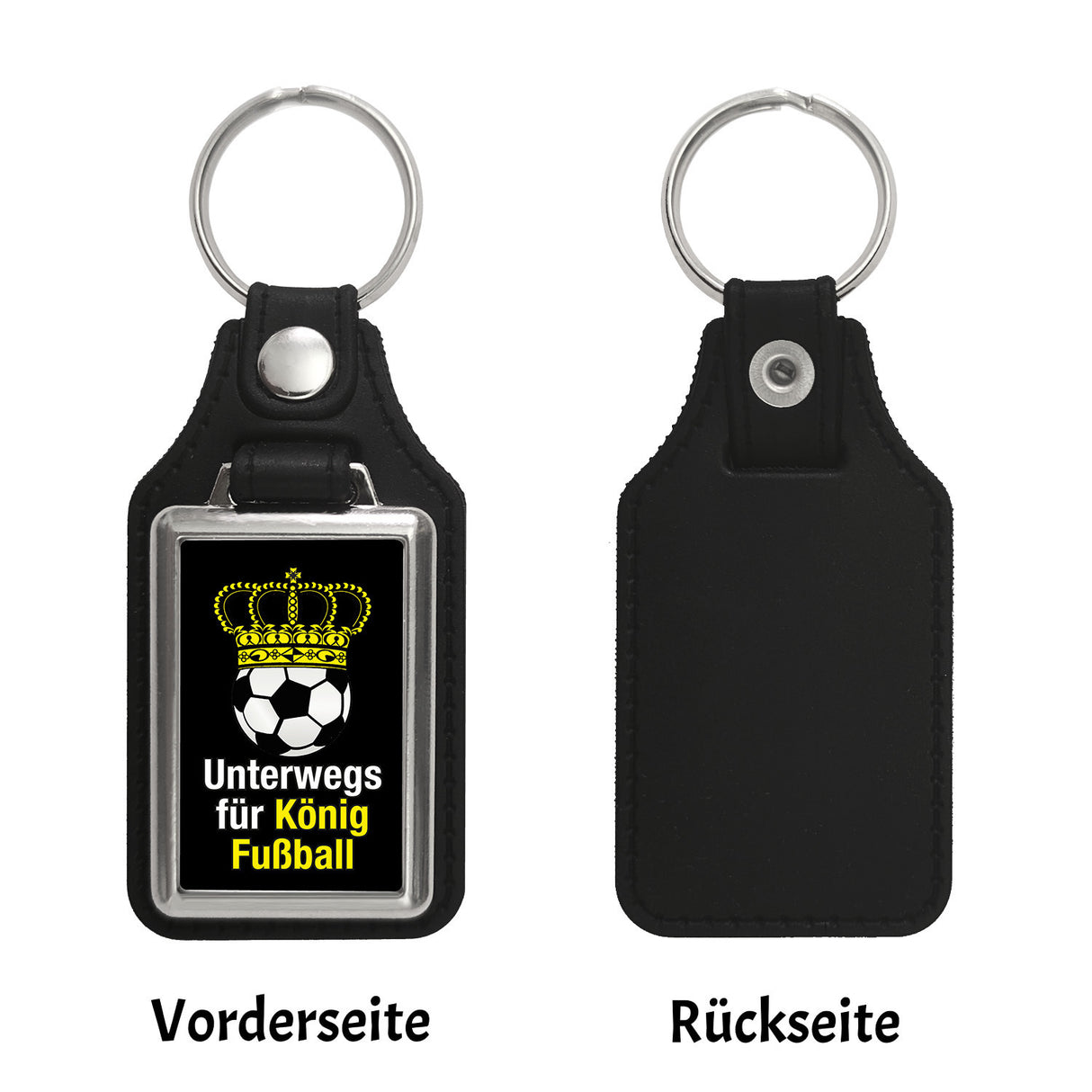 Fußball mit Krone Schlüsselanhänger mit Spruch Unterwegs für König Fussball