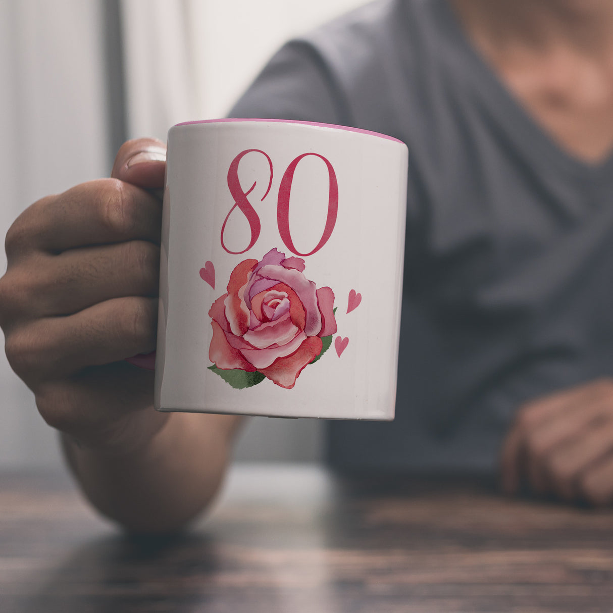 80. Geburtstag Rose Kaffeebecher