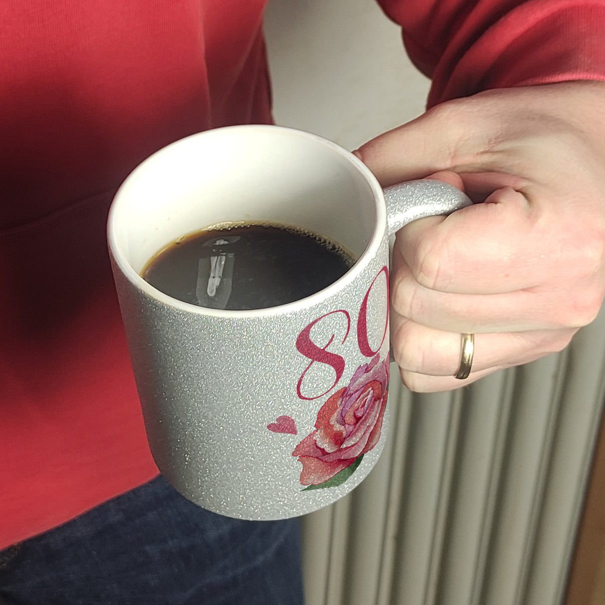 80. Geburtstag Rose Kaffeebecher