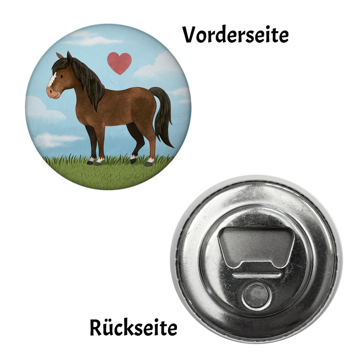 Pony in dunkelbraun Magnet rund