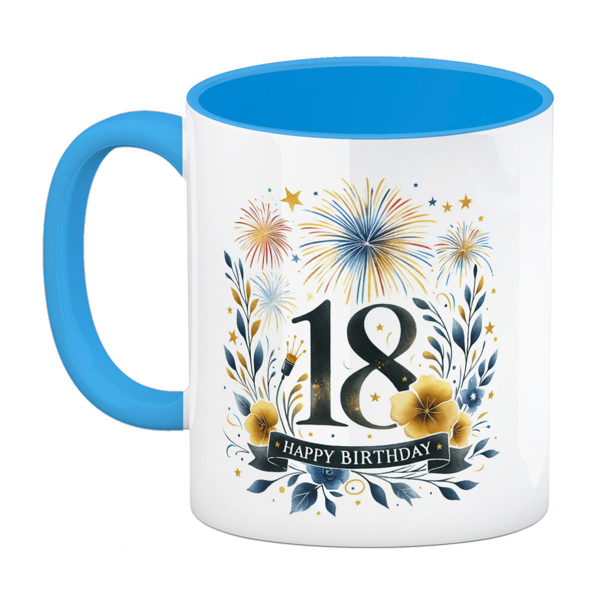 18. Geburtstag Kaffeebecher mit Spruch Happy Birthday 18