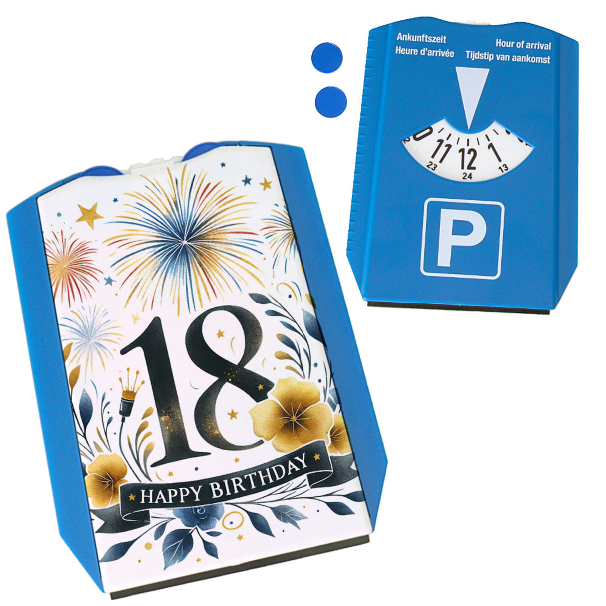 18. Geburtstag Parkscheibe mit Spruch Happy Birthday 18