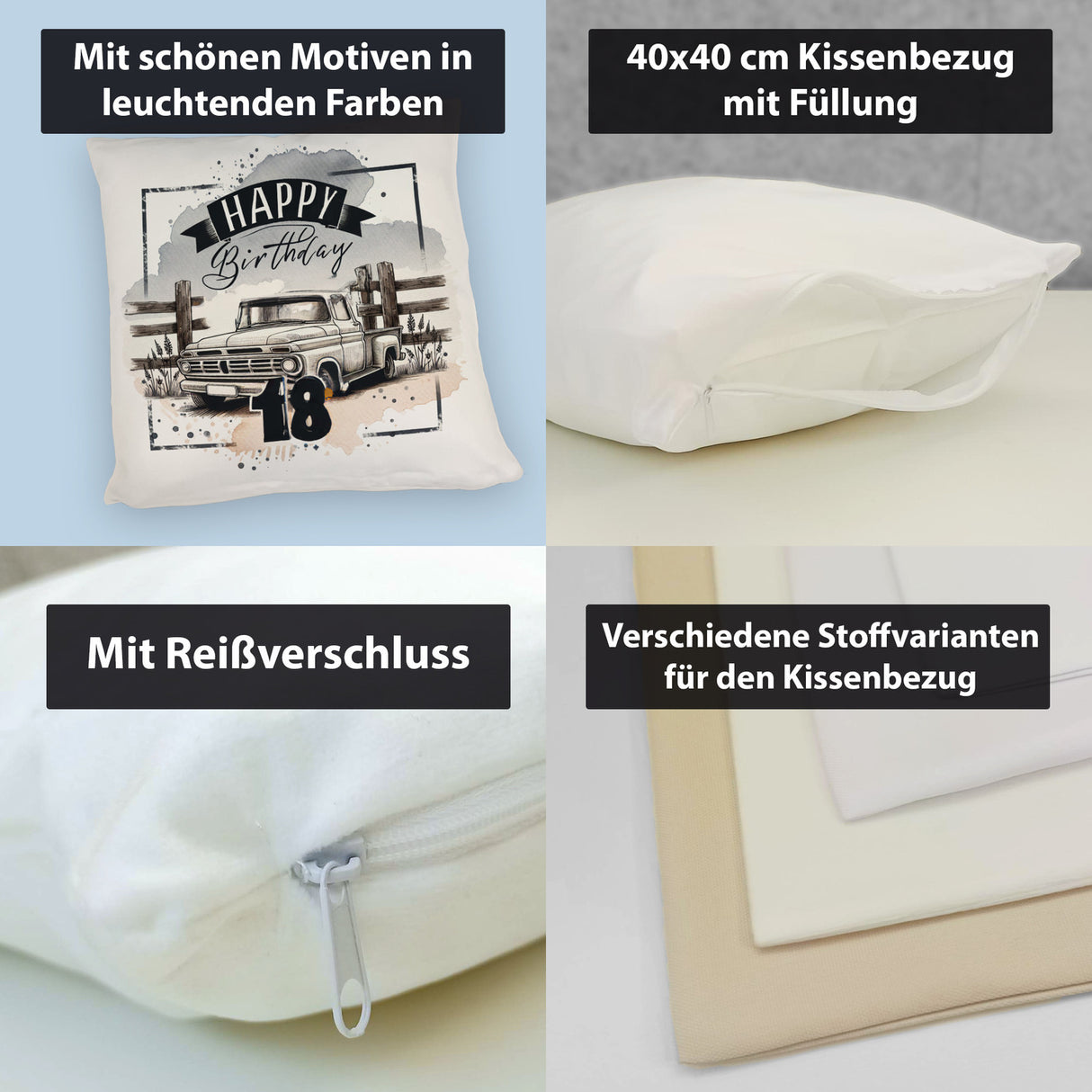 Happy Birthday 18 Auto Kissen