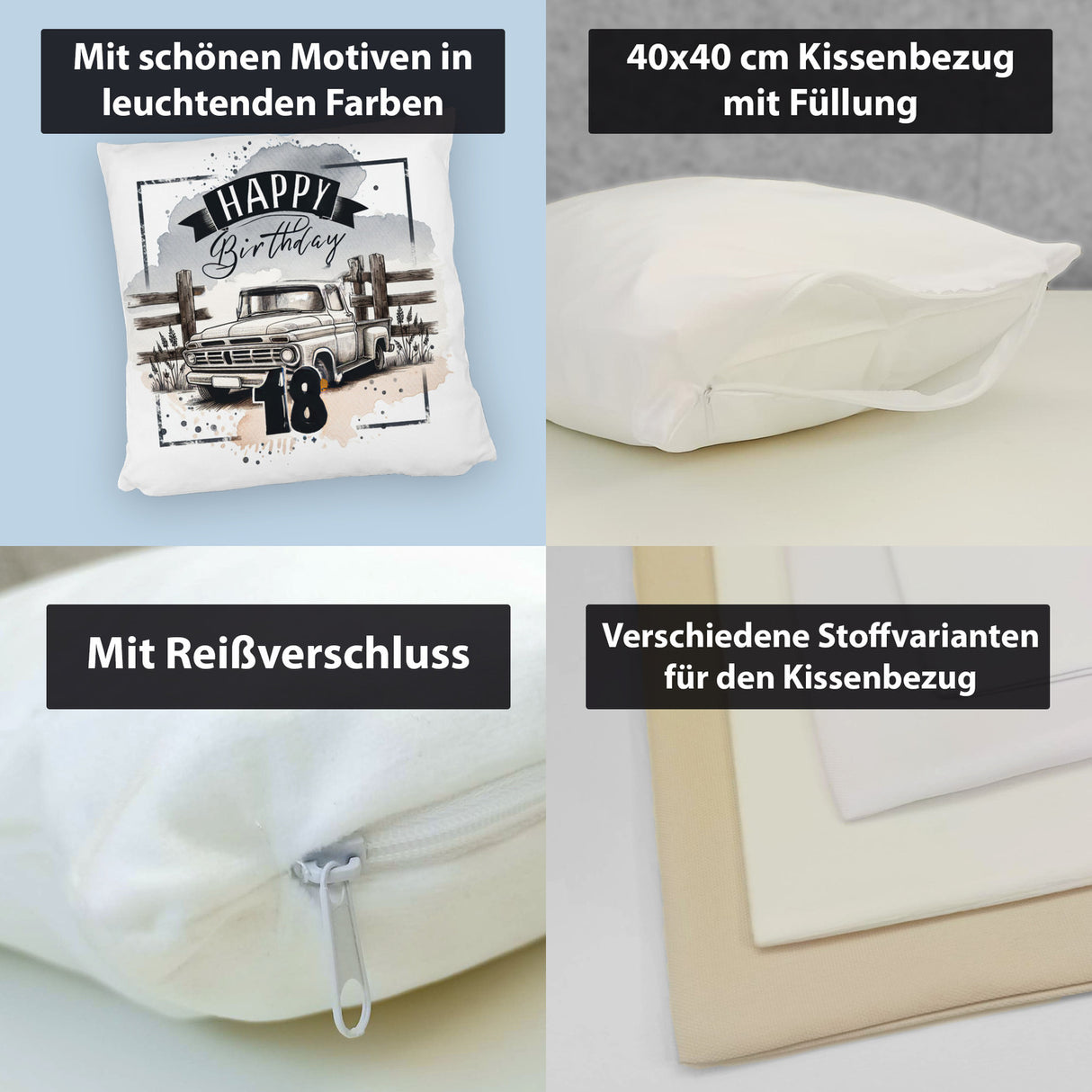 Happy Birthday 18 Auto Kissen