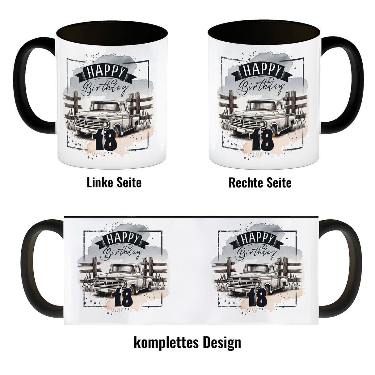 Happy Birthday 18 Auto Kaffeebecher