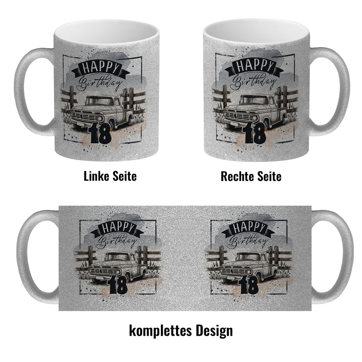 Happy Birthday 18 Auto Kaffeebecher