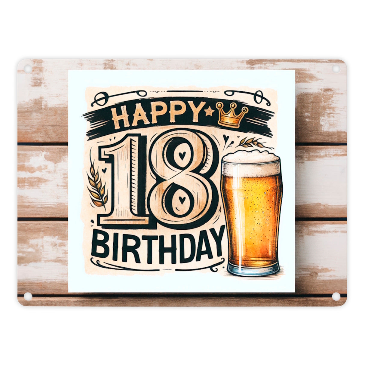 18. Geburtstag Bier Metallschild in 15x20 cm mit Spruch Happy Birthday 18