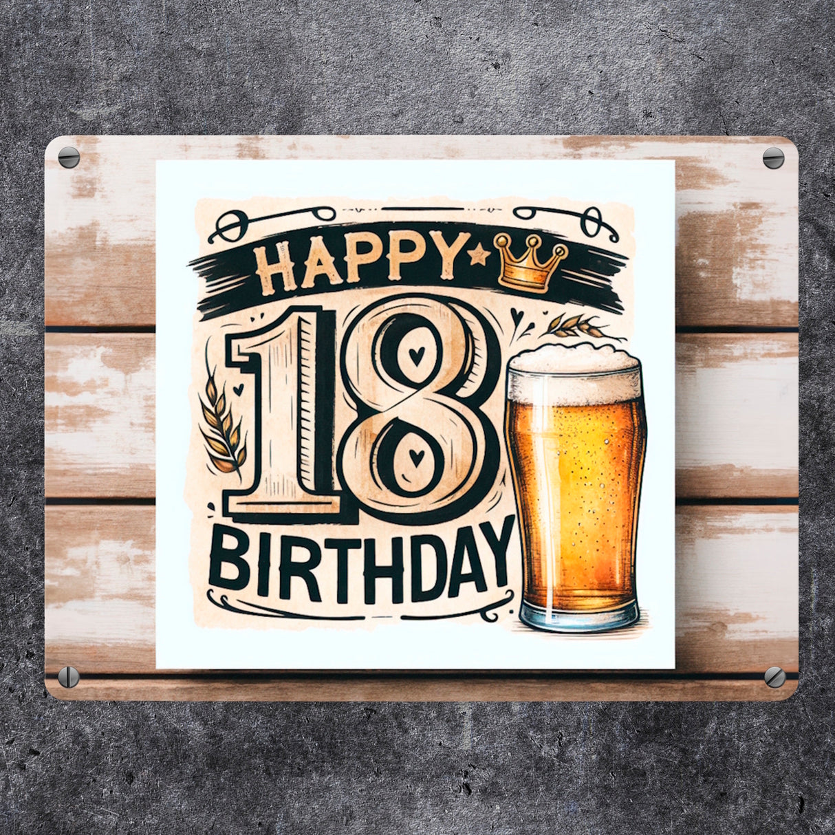 18. Geburtstag Bier Metallschild in 15x20 cm mit Spruch Happy Birthday 18