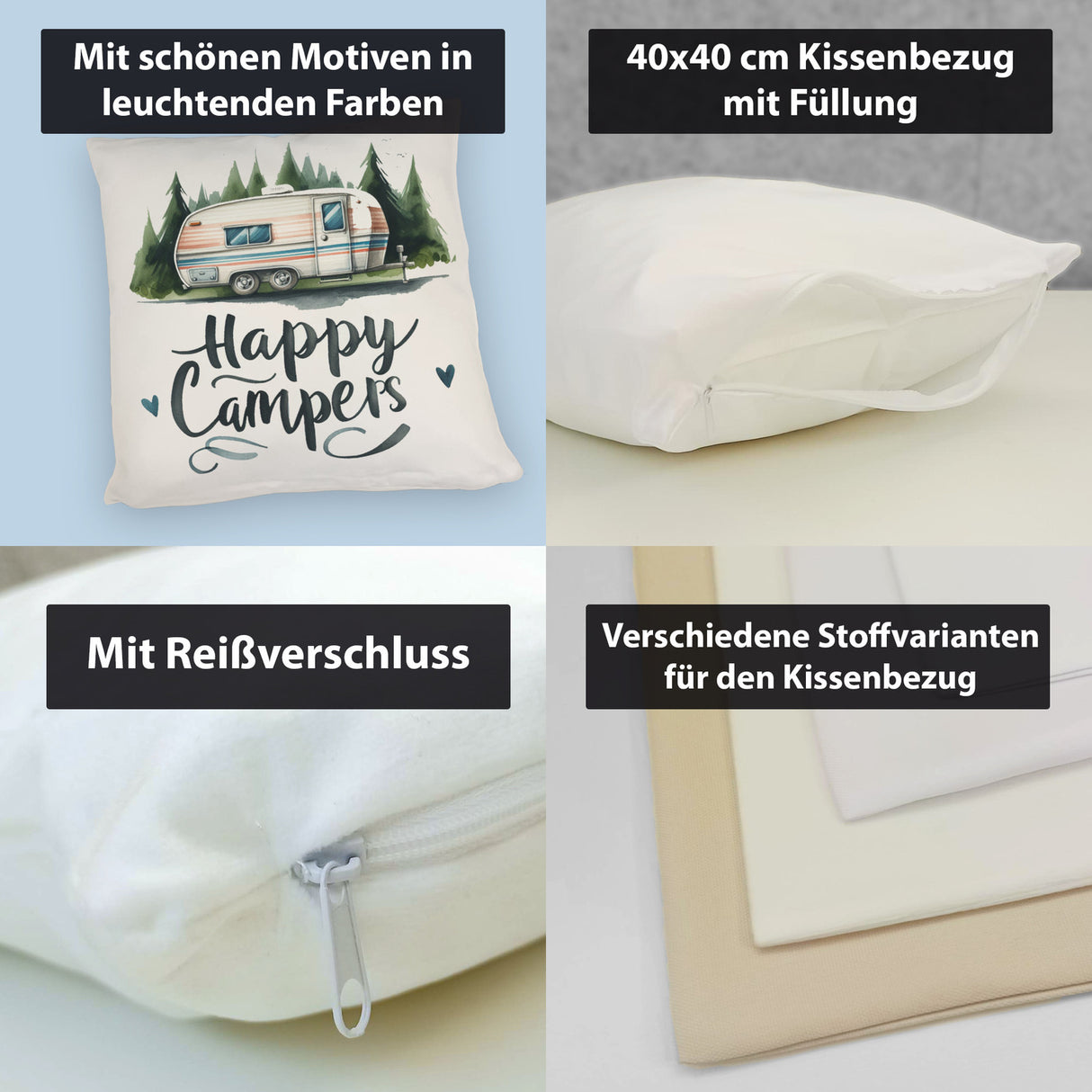 Happy Campers Wohnwagen Kissen