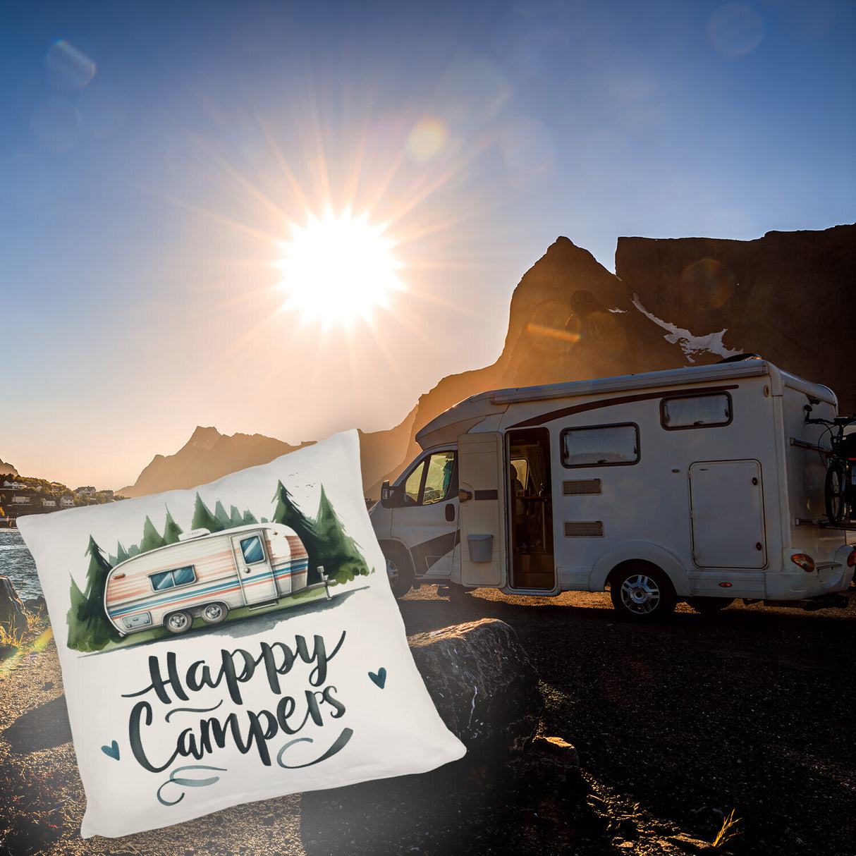 Happy Campers Wohnwagen Kissen
