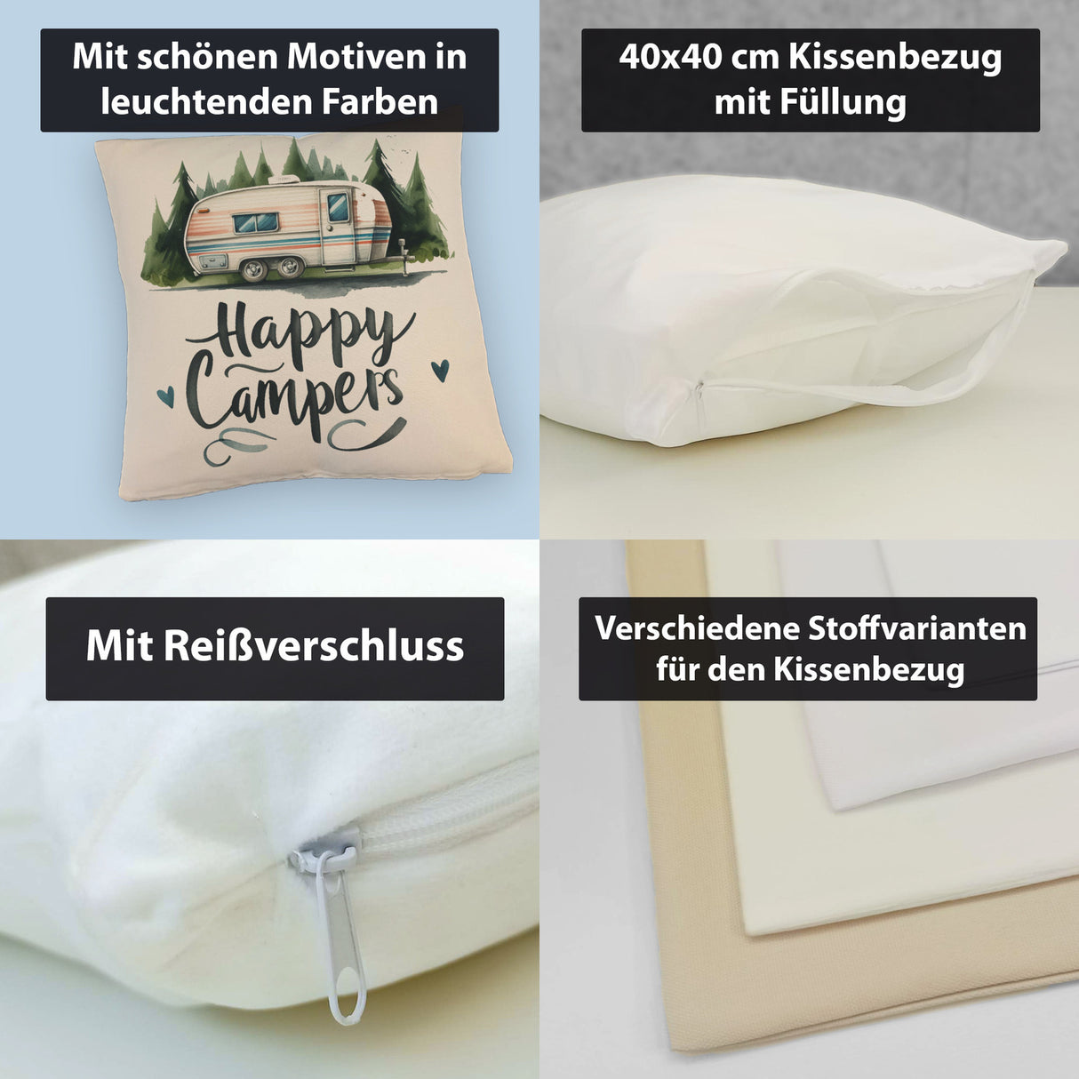 Happy Campers Wohnwagen Kissen