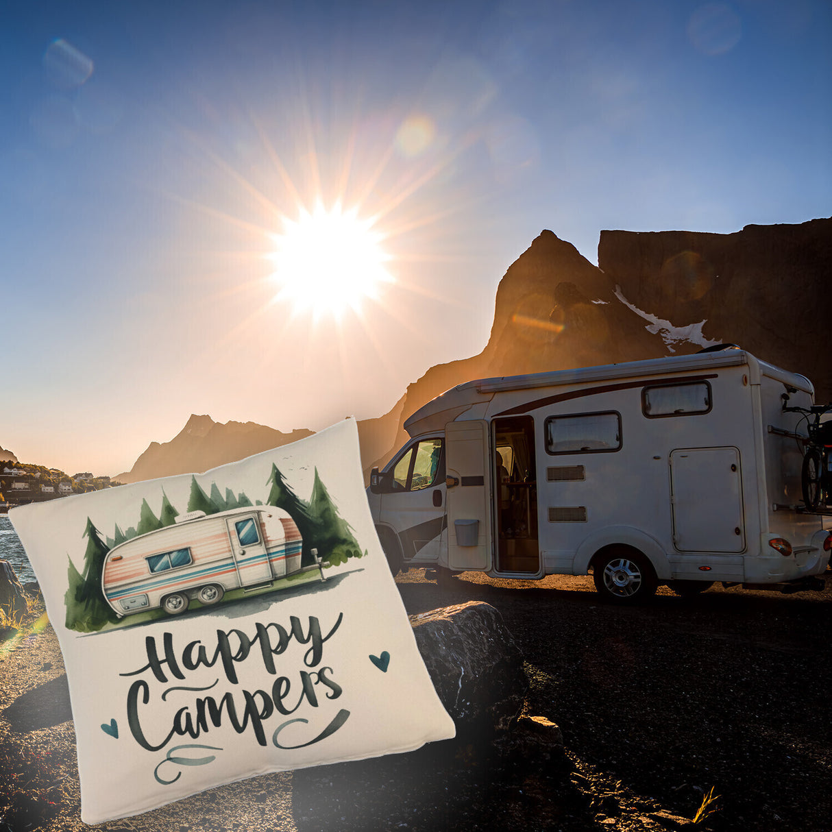 Happy Campers Wohnwagen Kissen