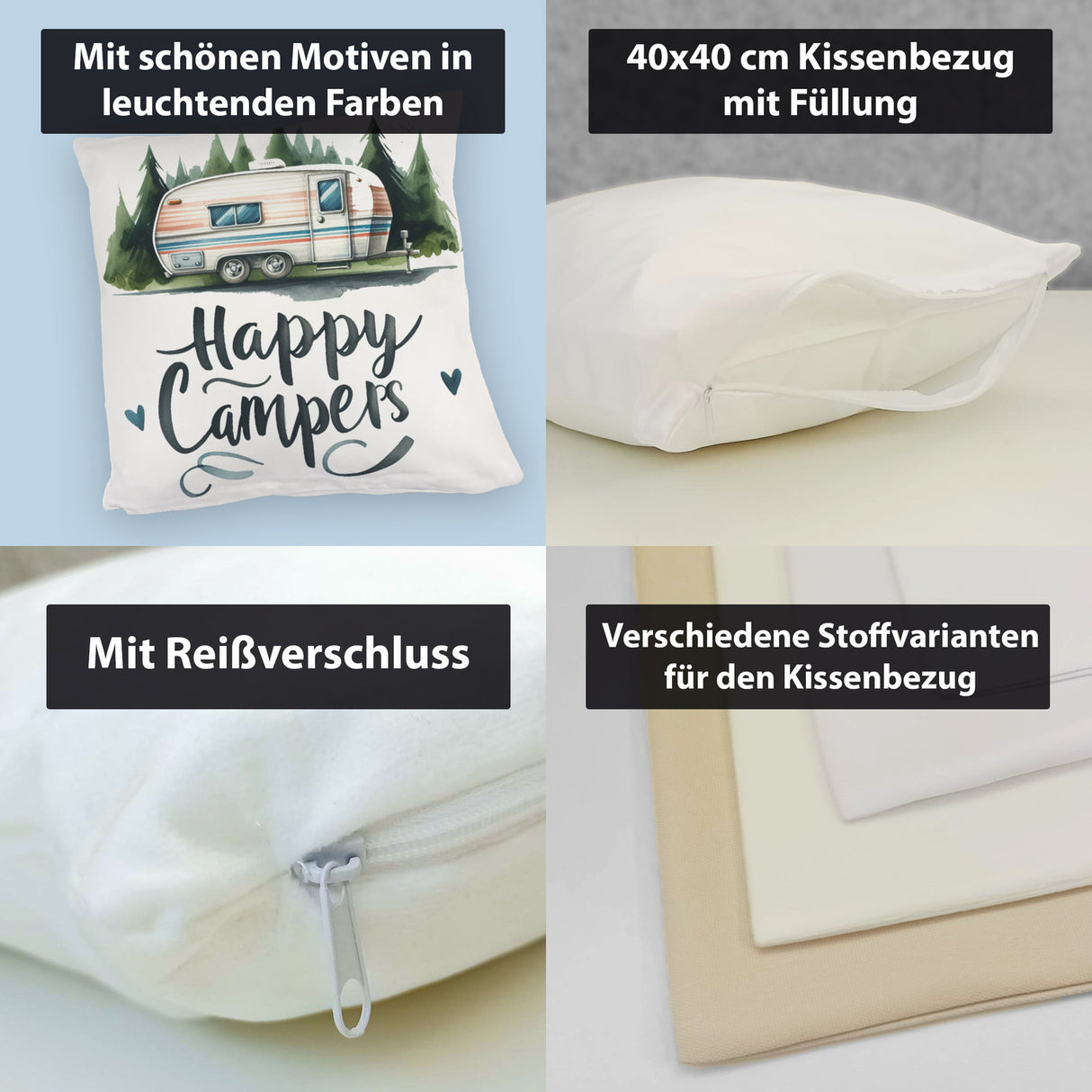 Happy Campers Wohnwagen Kissen