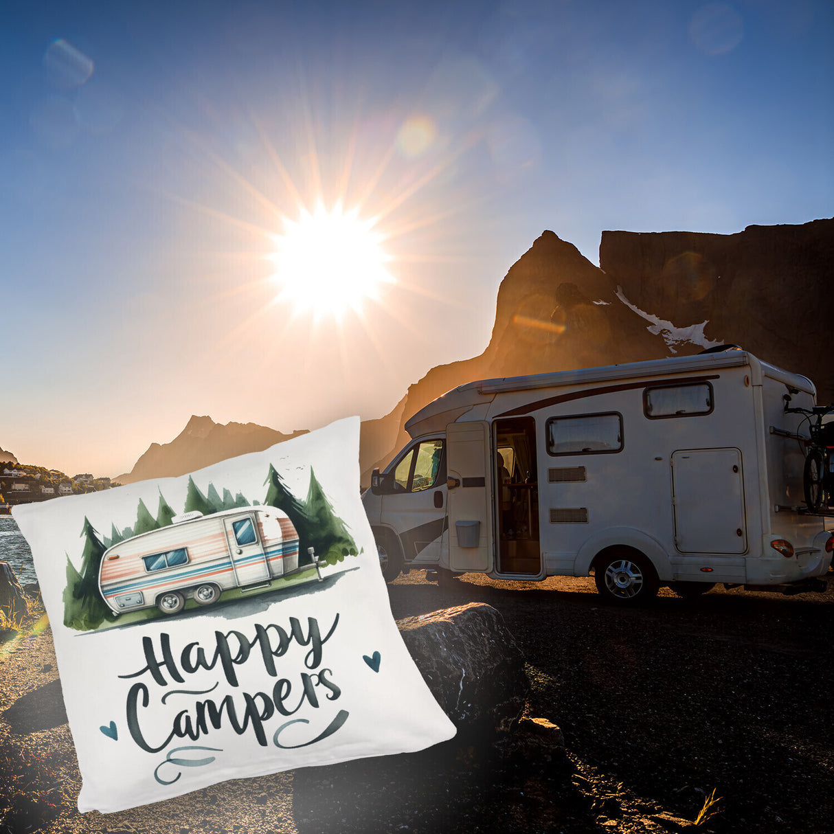 Happy Campers Wohnwagen Kissen