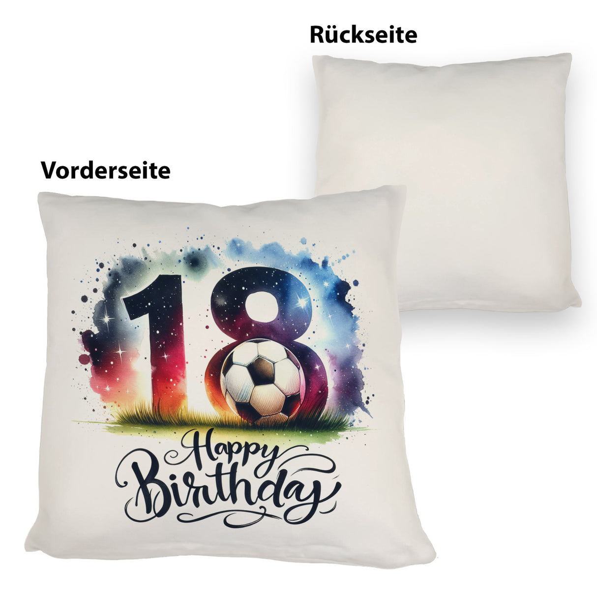 18. Geburtstag Fußball Kissen mit Spruch Happy Birthday 18