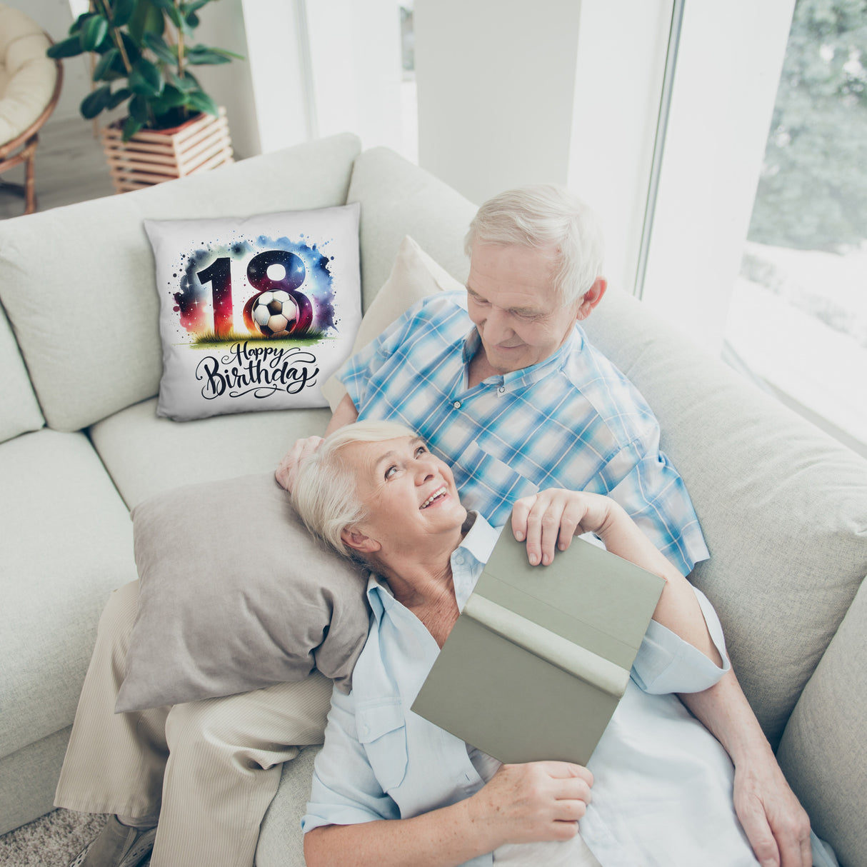 18. Geburtstag Fußball Kissen mit Spruch Happy Birthday 18