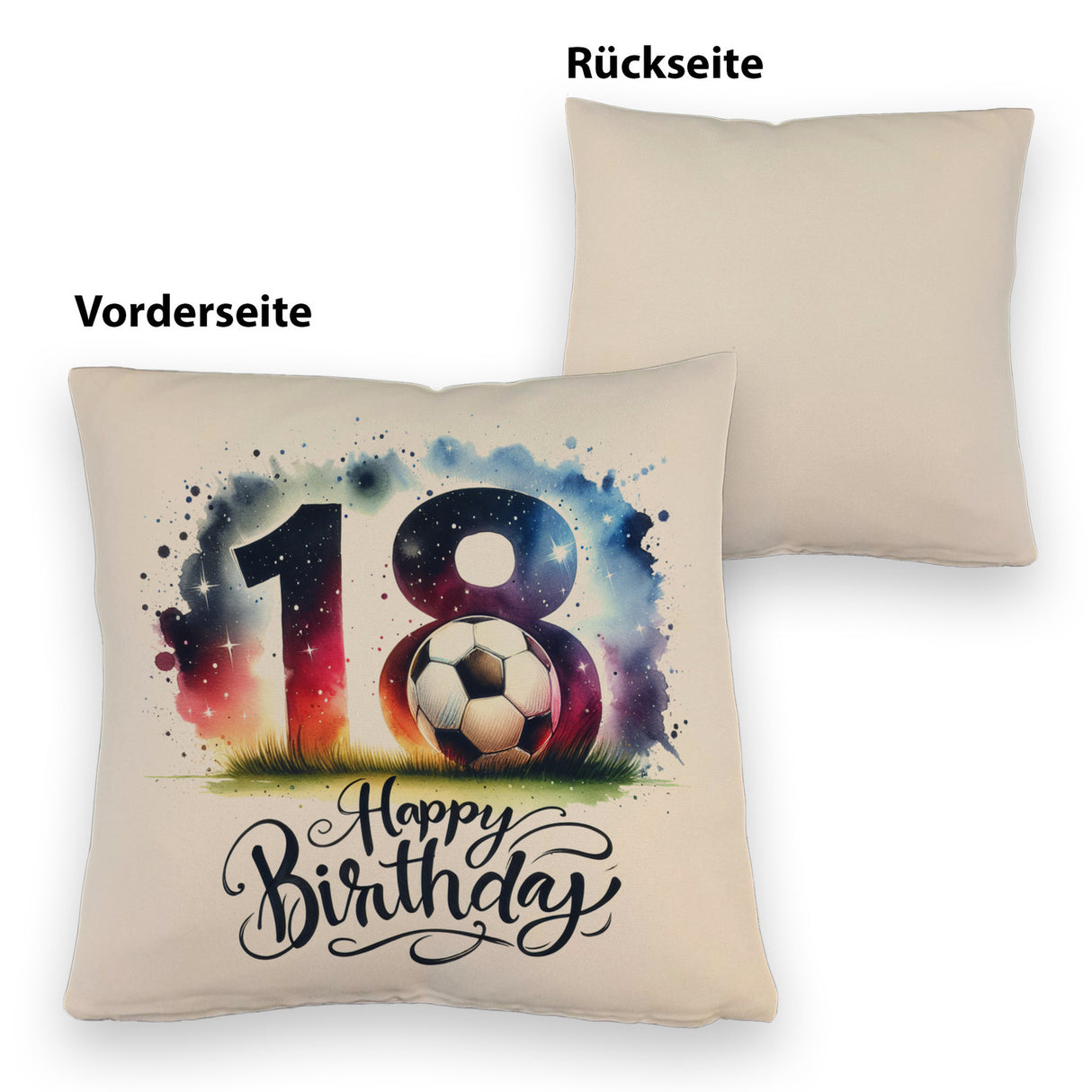 18. Geburtstag Fußball Kissen mit Spruch Happy Birthday 18