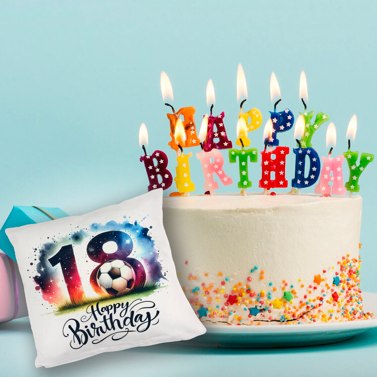18. Geburtstag Fußball Kissen mit Spruch Happy Birthday 18