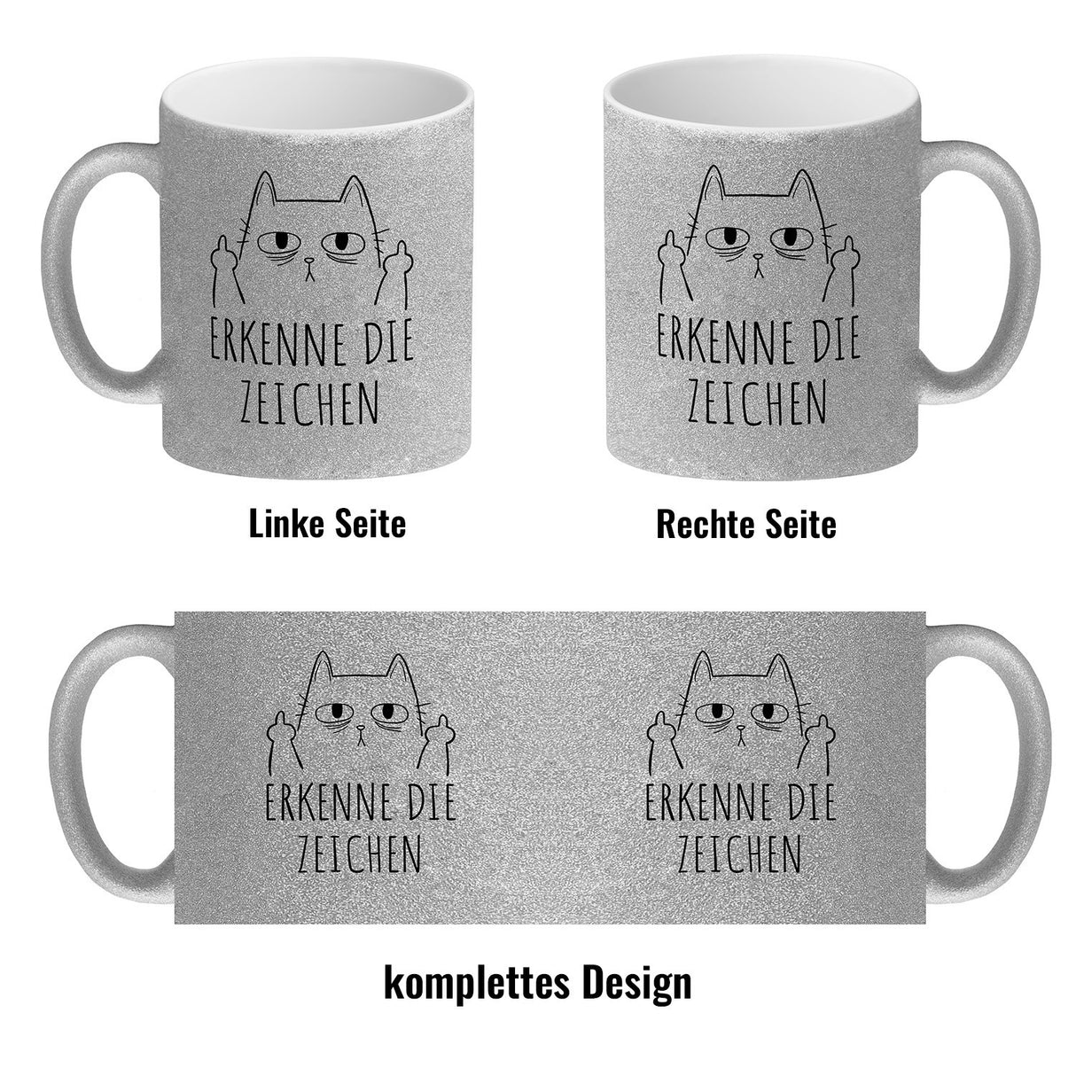 Katze mit Mittelfinger Kaffeebecher mit Spruch Erkenne die Zeichen