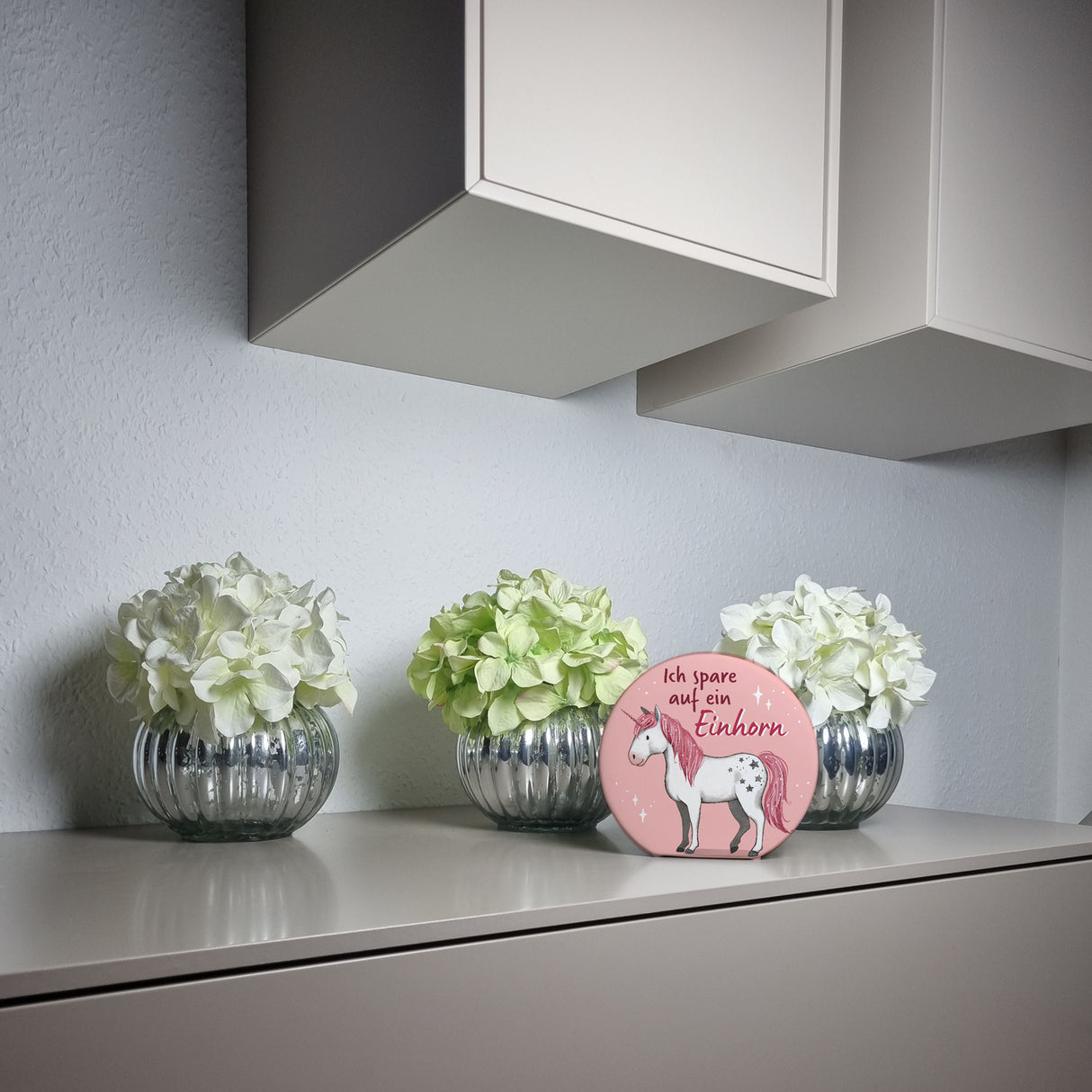 Einhorn Spardose in rosa mit Spruch Ich spare auf ein Einhorn