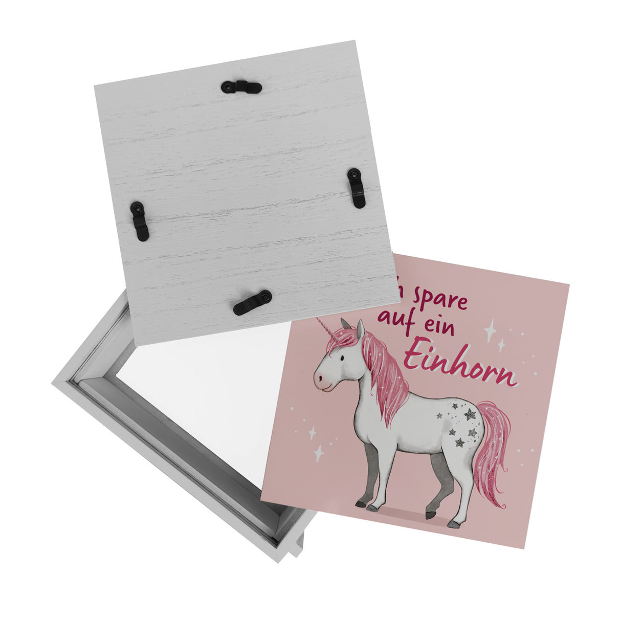 Einhorn Spardose in rosa mit Spruch Ich spare auf ein Einhorn
