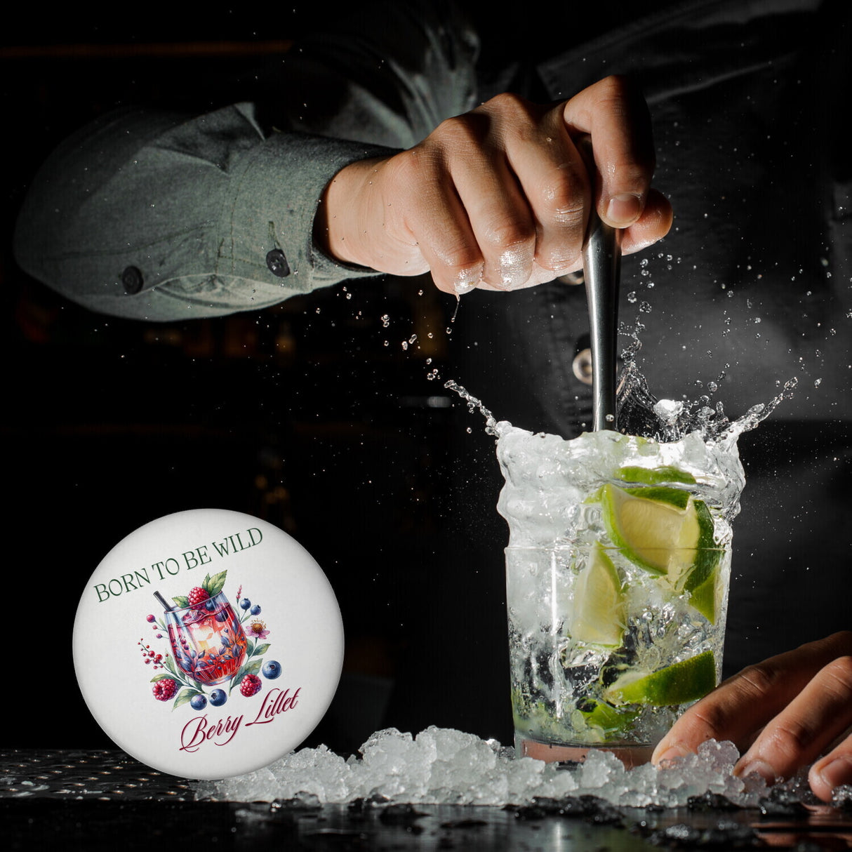Wild Berry Lillet Magnet rund mit Spruch Born to be wild Berry Lillet