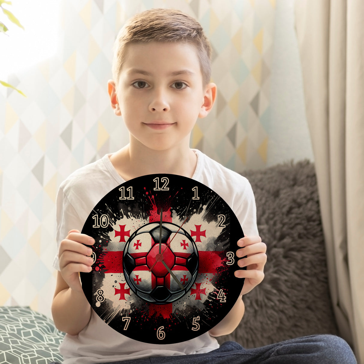 Fußball Georgien Flagge Wanduhr