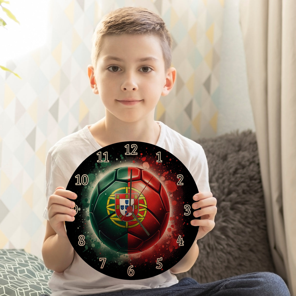 Fußball Portugal Flagge Wanduhr