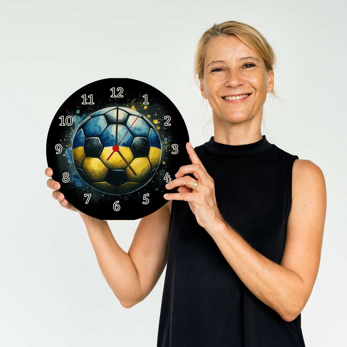 Fußball Ukraine Flagge Wanduhr
