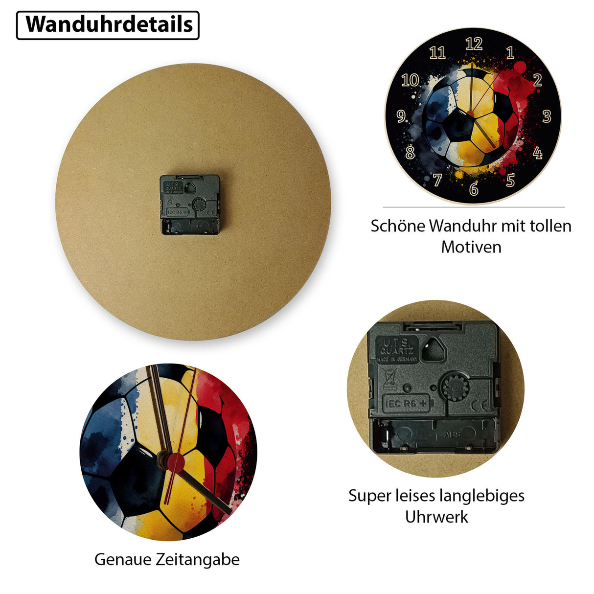 Fußball Rumänien Flagge Wanduhr