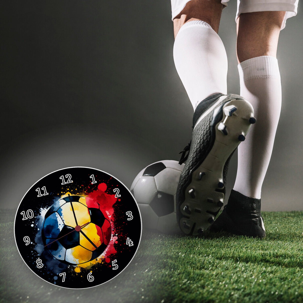 Fußball Rumänien Flagge Wanduhr