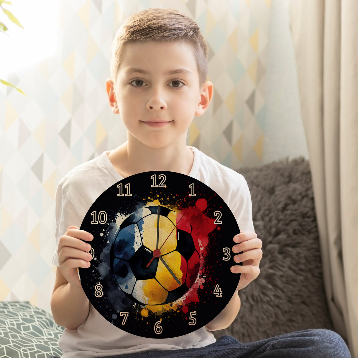 Fußball Rumänien Flagge Wanduhr