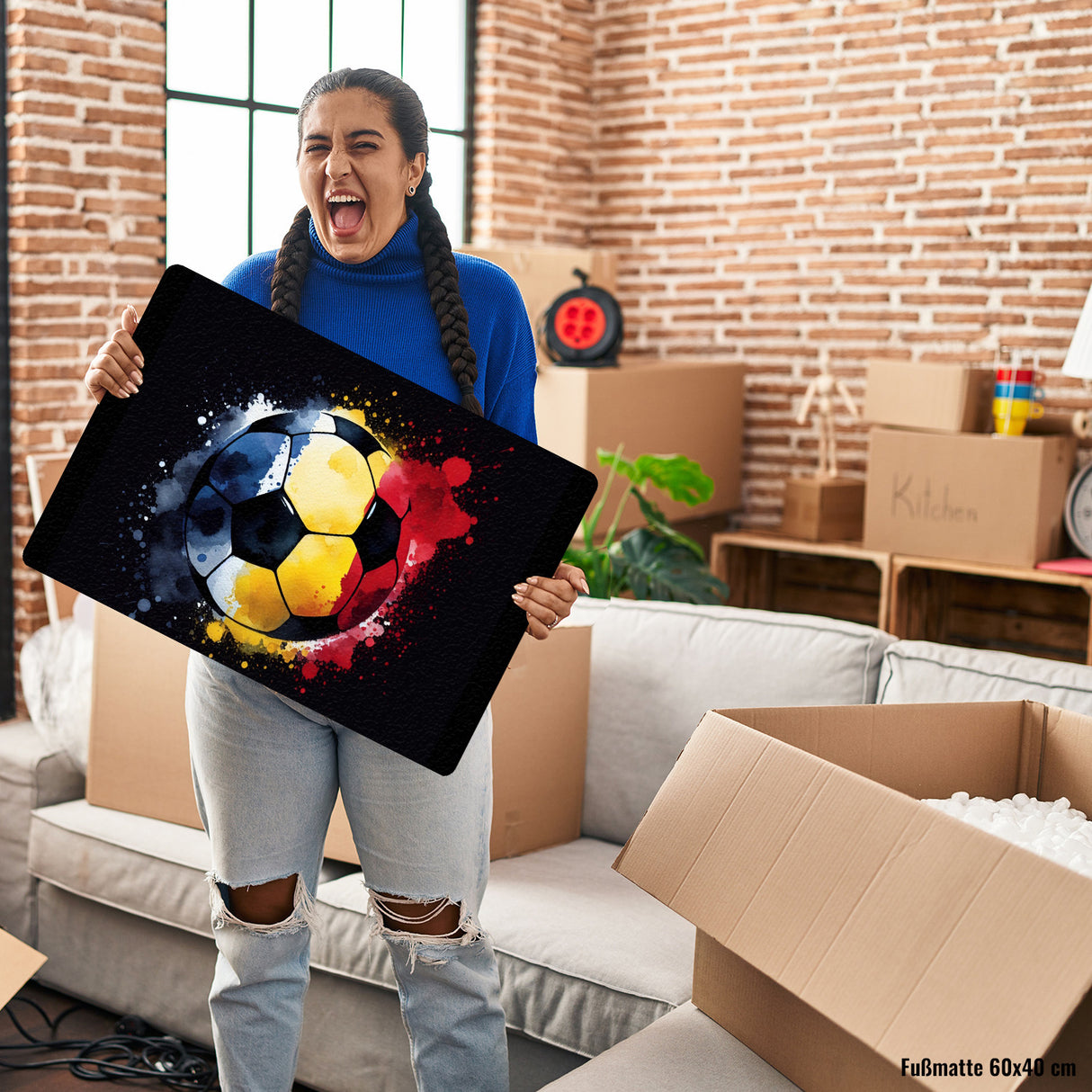 Fußball Rumänien Flagge Fußmatte in 35x50 cm ohne Rand