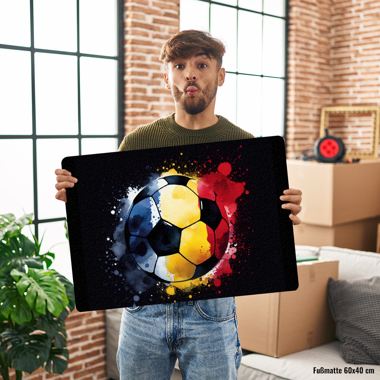 Fußball Rumänien Flagge Fußmatte in 35x50 cm ohne Rand