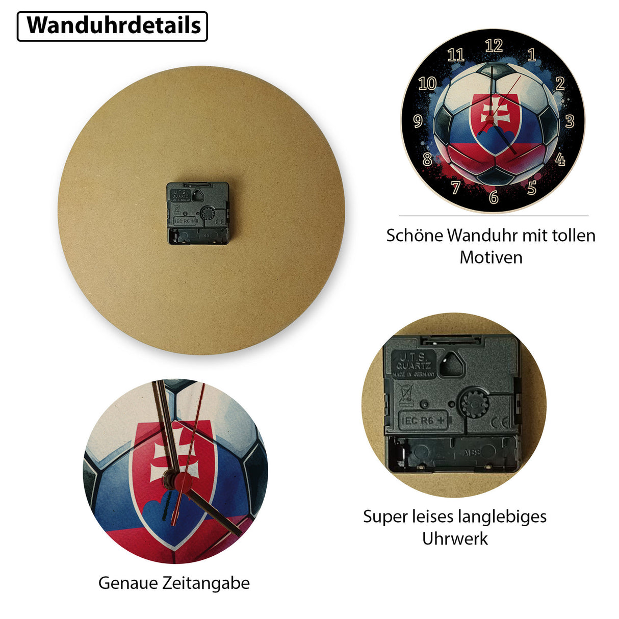 Fußball Slowakei Flagge Wanduhr