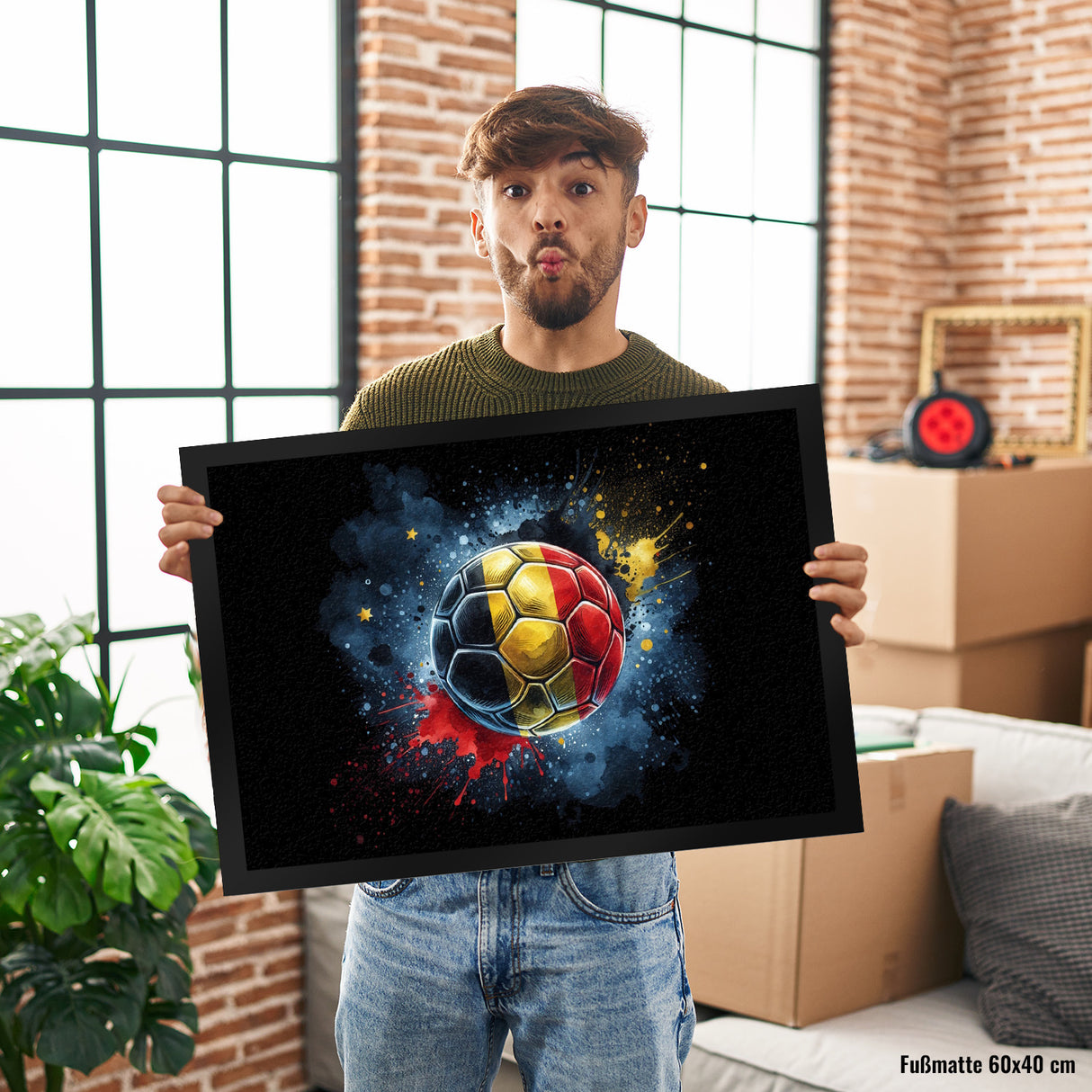 Fußball Belgien Flagge Fußmatte in 35x50 cm